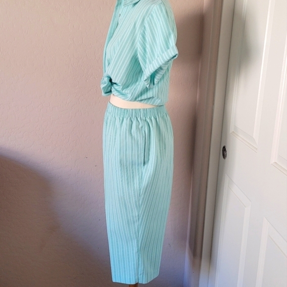 Vintage 1970's Blue and Green Striped Petal Pusher‎ Set - Picture 5 of 9